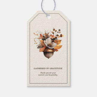 Rustic Acorn Floral Ivory Fall Gift & Favor Tag
