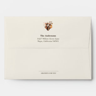 Rustic Acorn Floral Ivory Return Address Envelope
