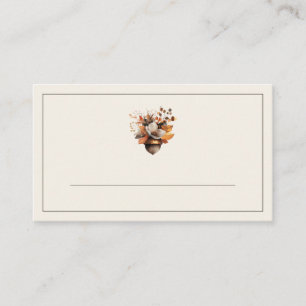 Rustic Acorn Floral   Ivory Thanksgiving Place Card