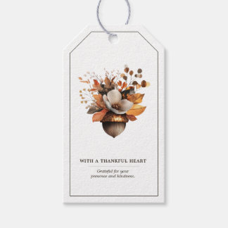 Rustic Acorn Floral White Fall Gift and Favor Tag