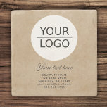 Rustic Add your Logo Custom Text Promotion Stone Coaster<br><div class="desc">Rustic Add your Logo with Custom Text Company Promotional Coaster. Insert your logo into the template and customise the text,  company name,  address and contact information. Business promotion or giveaway for your clients and business partners.</div>