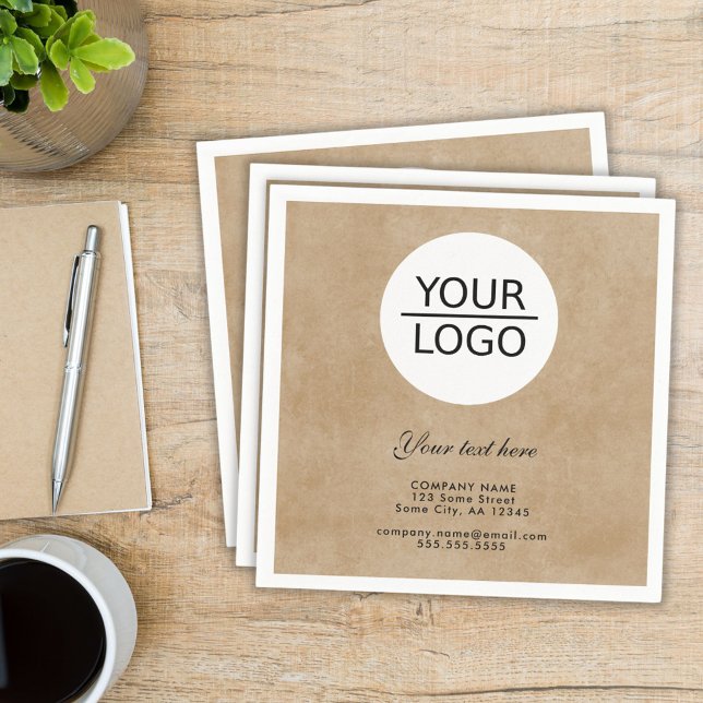Rustic Add your Logo with Custom Text Promotional  Napkin (Creator Uploaded)