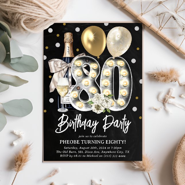 Rustic Adult 80th Birthday Party Invitation (Creator Uploaded)