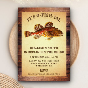 Rustic Adult Fishing Birthday Party Invitation