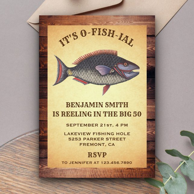 Rustic Adult Fishing Birthday Party Invitation (Creator Uploaded)