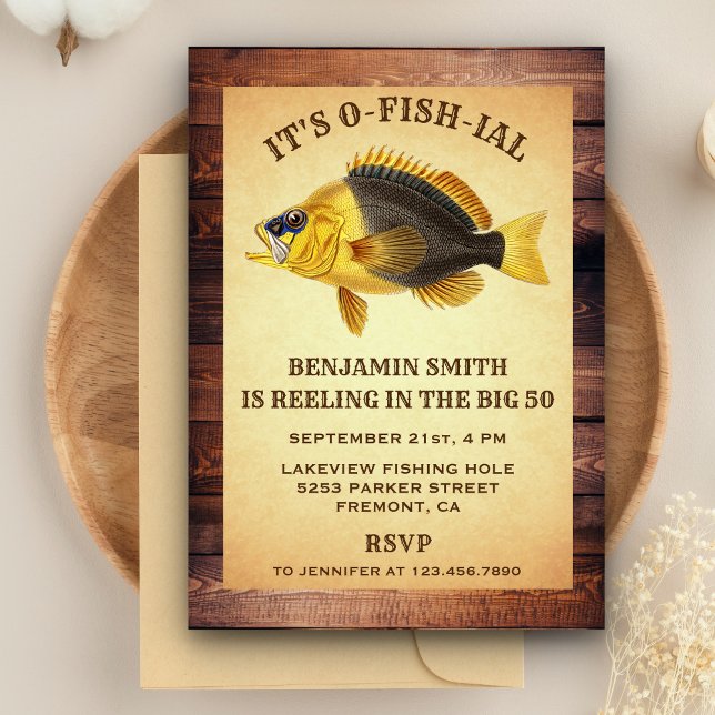 Rustic Adult Fishing Birthday Party Invitation (Creator Uploaded)
