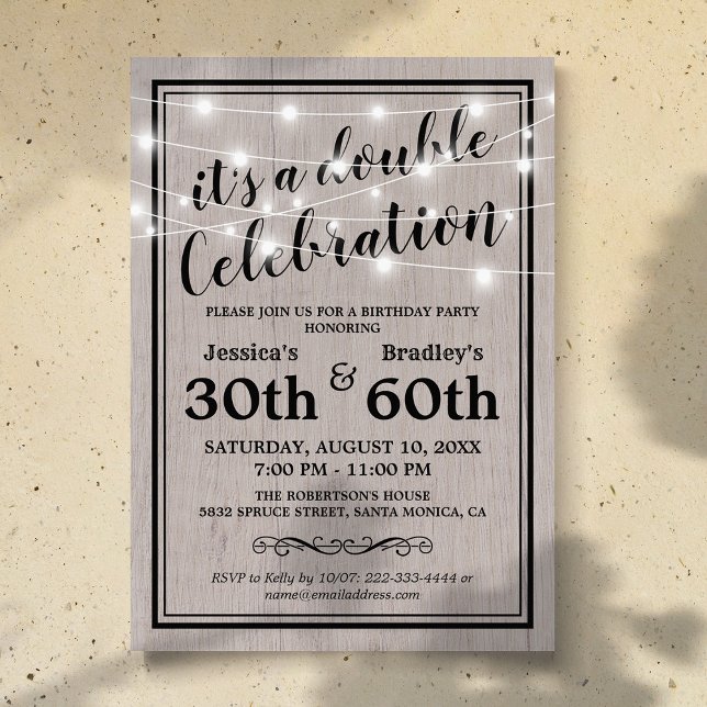 Rustic Adult Joint Birthday Party Invitation (Creator Uploaded)