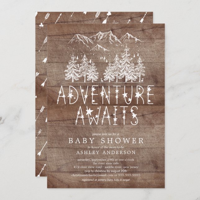 Rustic Adventure Awaits Boy baby Shower Invitation (Front/Back)