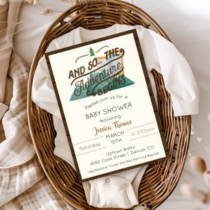 Rustic Adventure Begins Boy Baby Shower Invitation