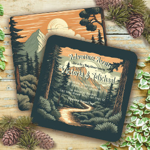 Rustic Adventure Mountain Forest Baby Shower Invitation