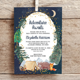 Rustic Adventure Night Sky Baby Shower By Mail Invitation