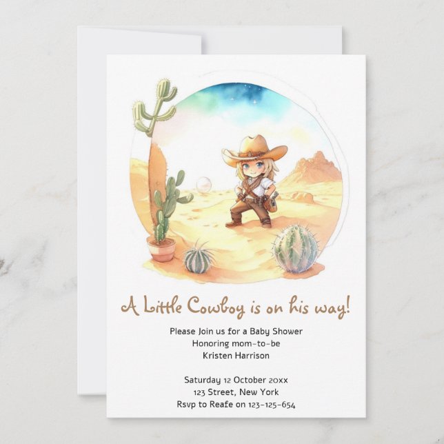 Rustic Adventure Wild West Cowboy Baby Shower Invitation (Front)