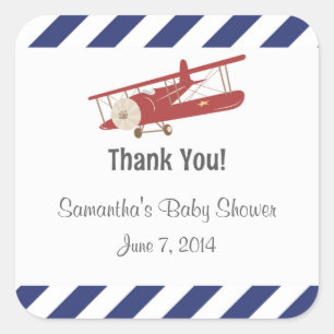 Rustic Aeroplane Thank You Stickers
