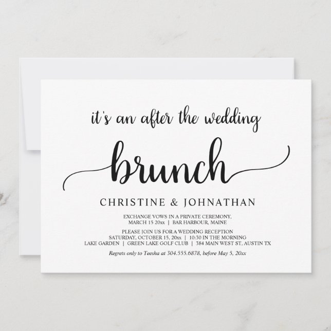 Rustic After the Wedding Elopement Brunch Invitation (Front)