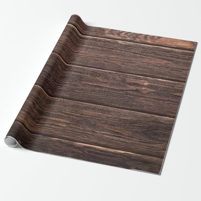 Rustic Aged Wood Planks Wrapping Paper (Unrolled)