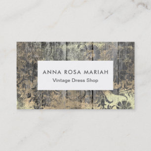 *~* Rustic Aged Wood Shabby Floral Vintage Business Card
