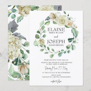 Rustic Airy Botanical Neutral Floral Wedding Invitation