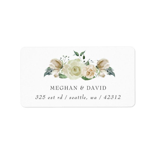 Rustic Airy Botanical Neutral Floral Wedding Label (Front)