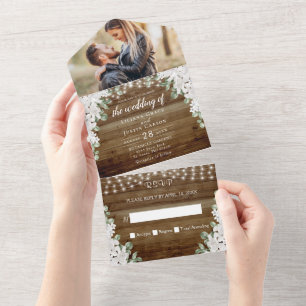 Rustic All In One Wedding Invitation 