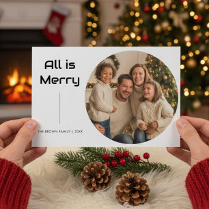 Rustic All Is Bright Family Christmas Card