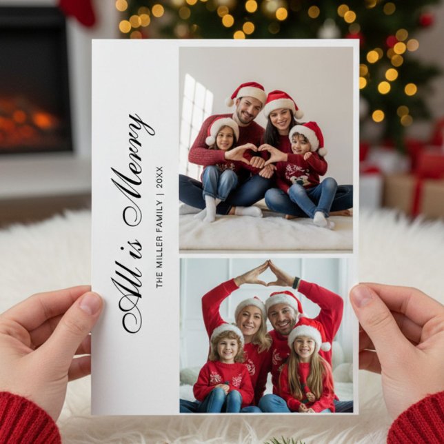Rustic All Is Bright Family Holiday Card (Creator Uploaded)