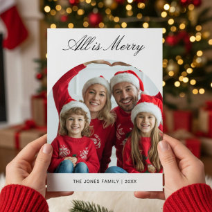 Rustic All Is Bright Family Holiday Greeting Card