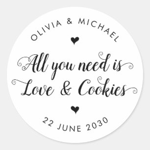 Rustic All You Need is Love Cookies Wedding Favour Classic Round Sticker