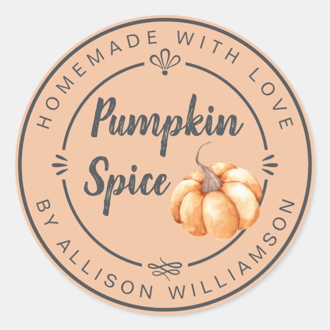 Rustic Almond Cream Pumpkin Spice Homemade Classic Round Sticker (Front)