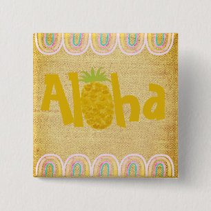 Rustic Aloha Pineapple 15 Cm Square Badge