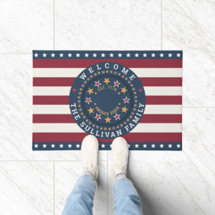 Rustic America 250th Custom Family Name Doormat