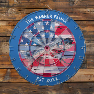 Rustic American Flag Bass Fishing Custom Dartboard