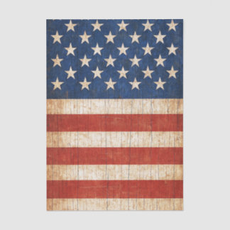 Rustic American Flag Decoupage Tissue Paper