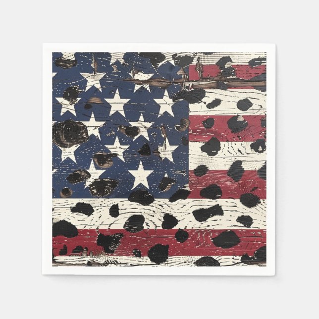 Rustic American Flag Leopard Print (2) Napkin (Front)