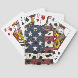 Rustic American Flag Leopard Print (2) Playing Cards