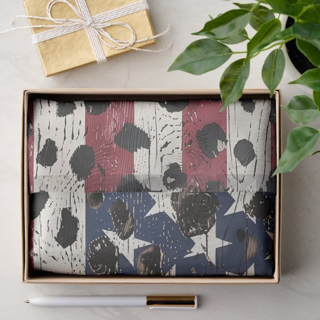 Rustic American Flag Leopard Print (2) Tissue Paper (Gift)