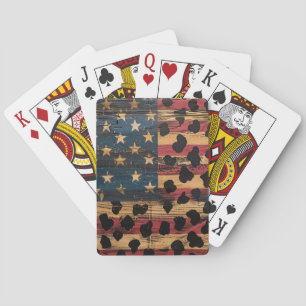 Rustic American Flag Leopard Print (4) Playing Cards