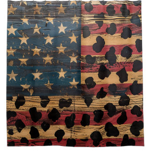 Rustic American Flag Leopard Print (4) Shower Curtain