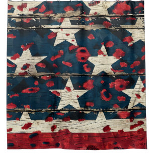 Rustic American Flag Leopard Print (5) Shower Curtain