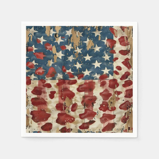 Rustic American Flag Leopard Print (6) Napkin (Front)