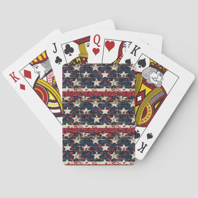 Rustic American Flag Leopard Print (7) Playing Cards (Back)