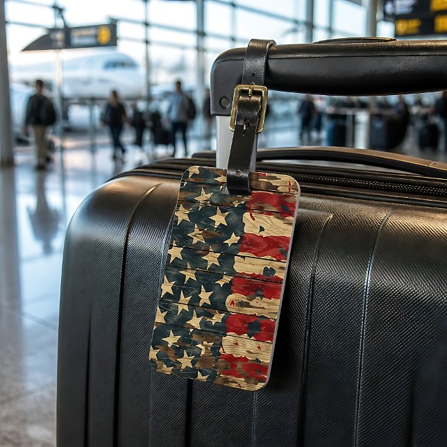 Rustic American Flag  Luggage Tag (Creator Uploaded)