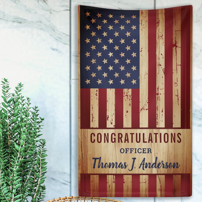 Rustic American Flag Military Police Retirement Banner (Creator Uploaded)