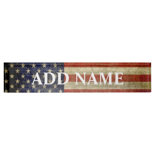Rustic American Flag Nameplate (Front)