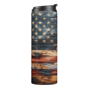 Rustic American  Flag Thermal Tumbler