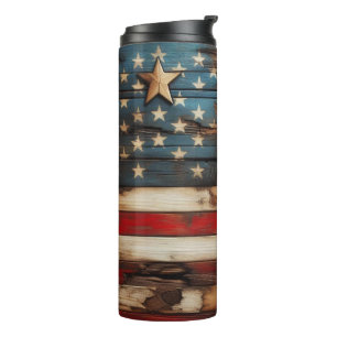 Rustic American  Flag Thermal Tumbler
