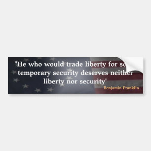 Rustic American Flag With Benjamin Franklin quote Bumper Sticker