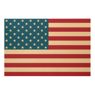 Rustic American Flag Wood Canvas Art Gift