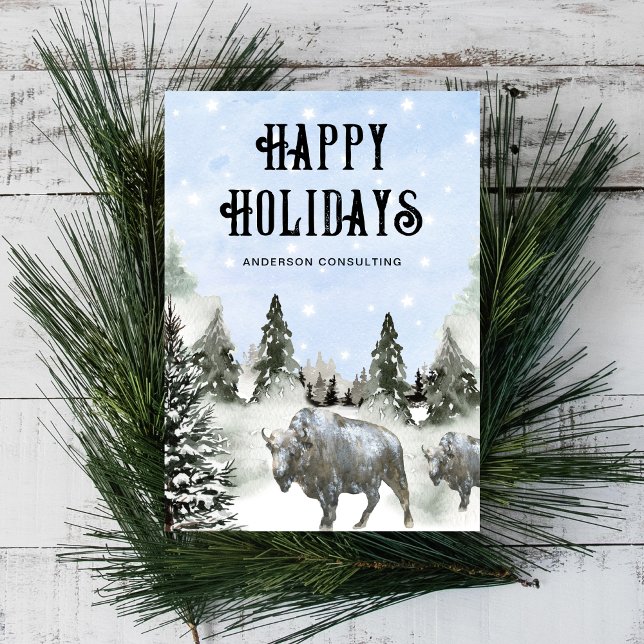 Rustic American West Happy Holidays Business Holiday Card (Creator Uploaded)