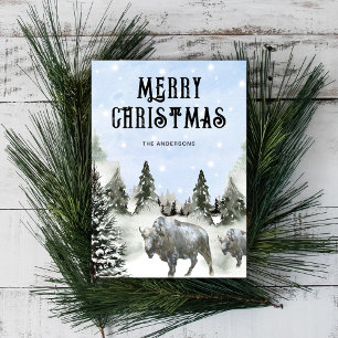 Rustic American West Merry Christmas Holiday Card