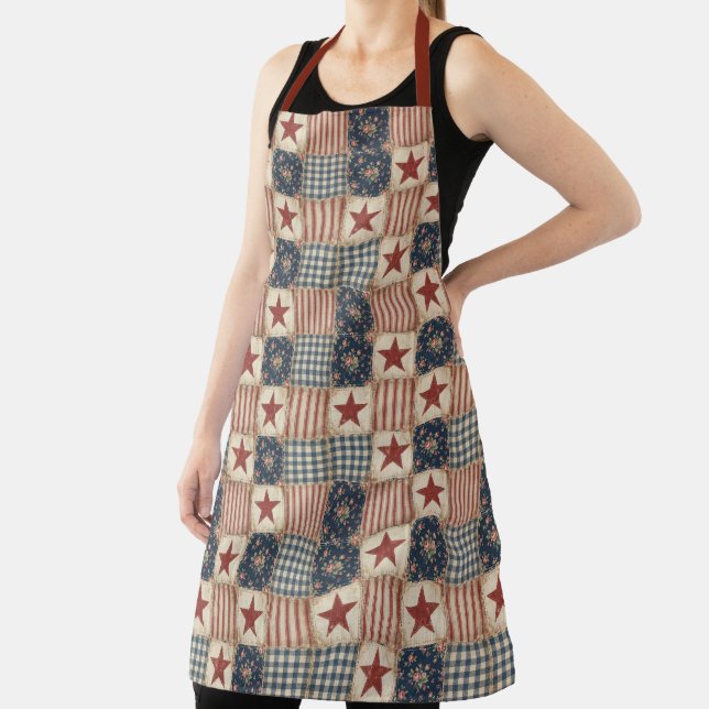 Rustic Americana Patchwork Aesthetic Apron (Insitu)